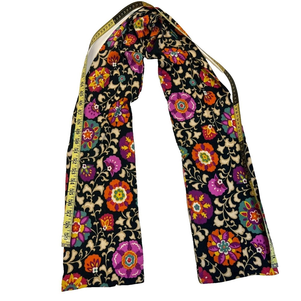 Vera Bradley Neck Scarf Colorful Floral Print Viscose Cotton 7" W x 64" L - Picture 7 of 7